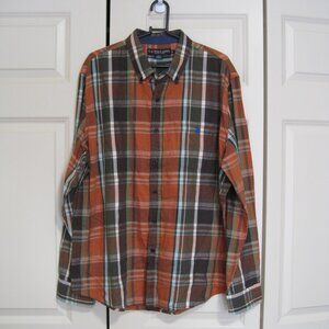 NWT U.S. Polo Assn. Men's Plaid Shirt in Orange and Brown sz XL
